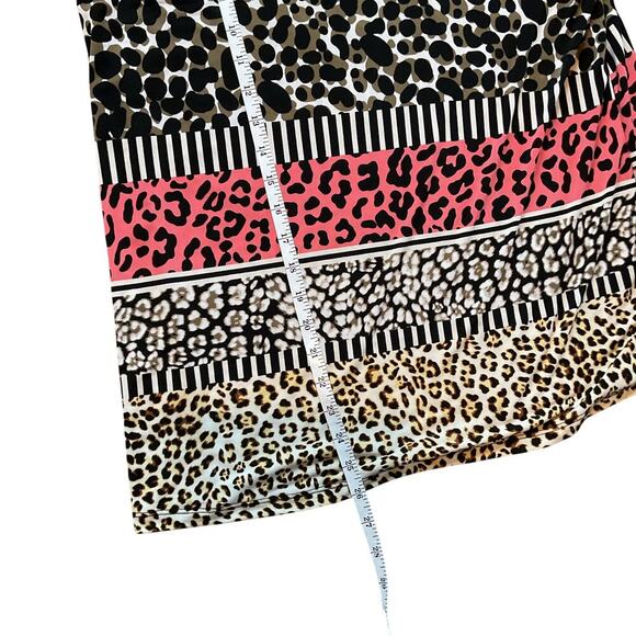 ELLEN TRACY PULLOVER BLOUSE MULTICOLOR LEOPARD PRINT 3/4 RUFFLE SLEEVE WOMEN LGE - Picture 6 of 7